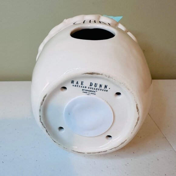 Rae Dunn Artisan Acorn Chirp Birdhouse Ceramic With Blue Bow 7 inches Tall - Picture 4 of 15